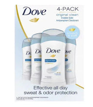 Dove Original Clean antiperspirant deodorant, 4-pack invisible solid sticks