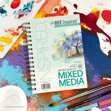 Mixed media paper pad with spiral binding, AQUA BEE cover and Mixed Media label visible