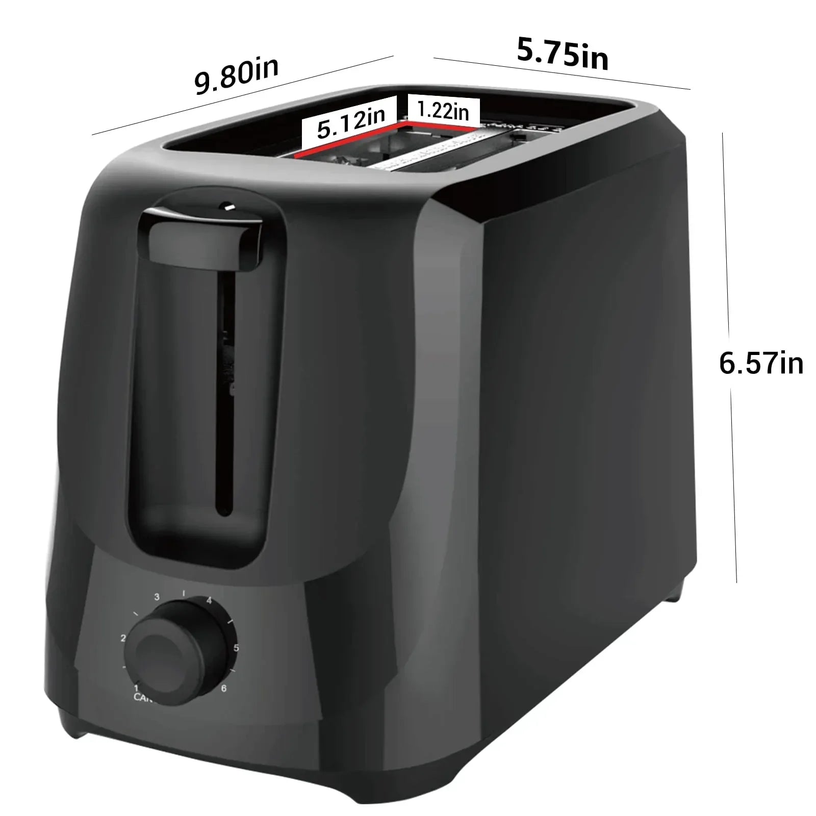 Mainstays 2-Slice Toaster with 6 Shade Settings and Removable Crumb Tray, Black