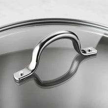 Covered stainless steel stock pot handle with riveted base
