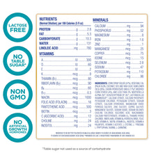 Nutrition facts panel for lactose-free, non-GMO hypoallergenic baby formula powder