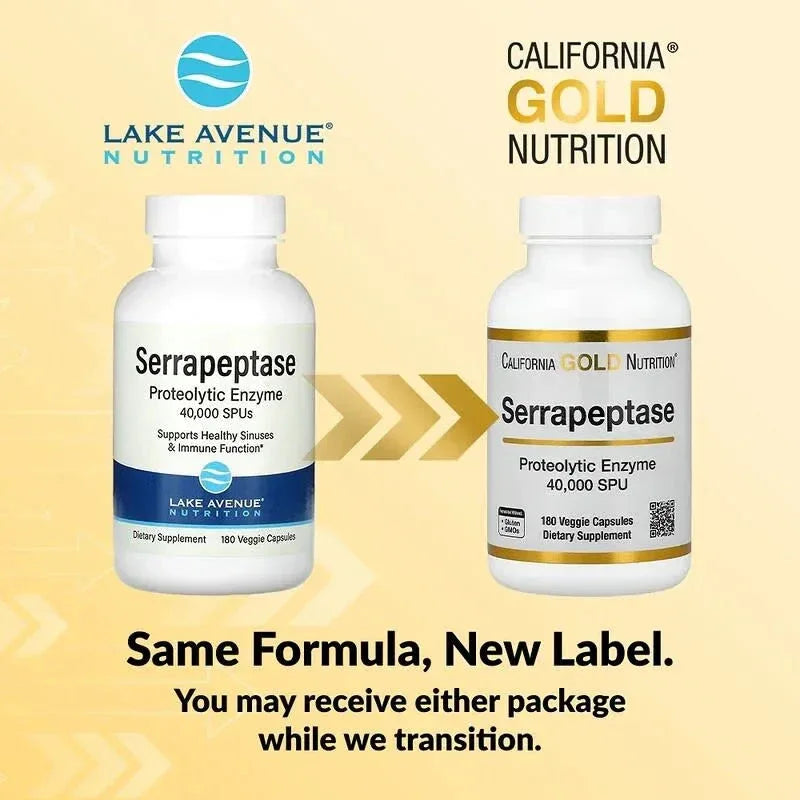 California Gold Nutrition, Serrapeptase, Proteolytic Enzyme, 40,000 SPUs, 180 Veggie Capsules - USA MEGA SHOP