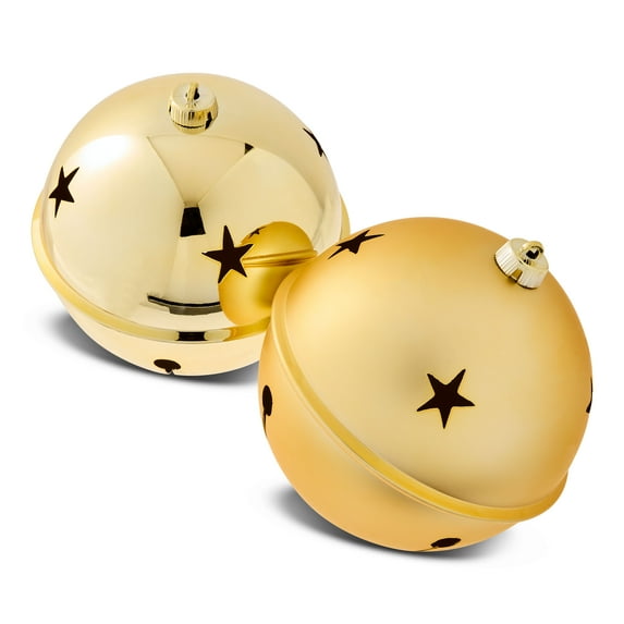 2-Count Gold Jumbo Bell Shatterproof Christmas Ornaments, 7.87 in, by Holiday Time