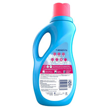 Downy Soft April Fresh 2-in-1 liquid fabric softener bottle, back label view, pink cap