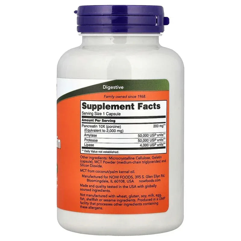 NOW Foods, Pancreatin 2000, Capsules (200 mg per Capsule)