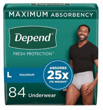 Grey adult incontinence underwear, size L, 84-count package