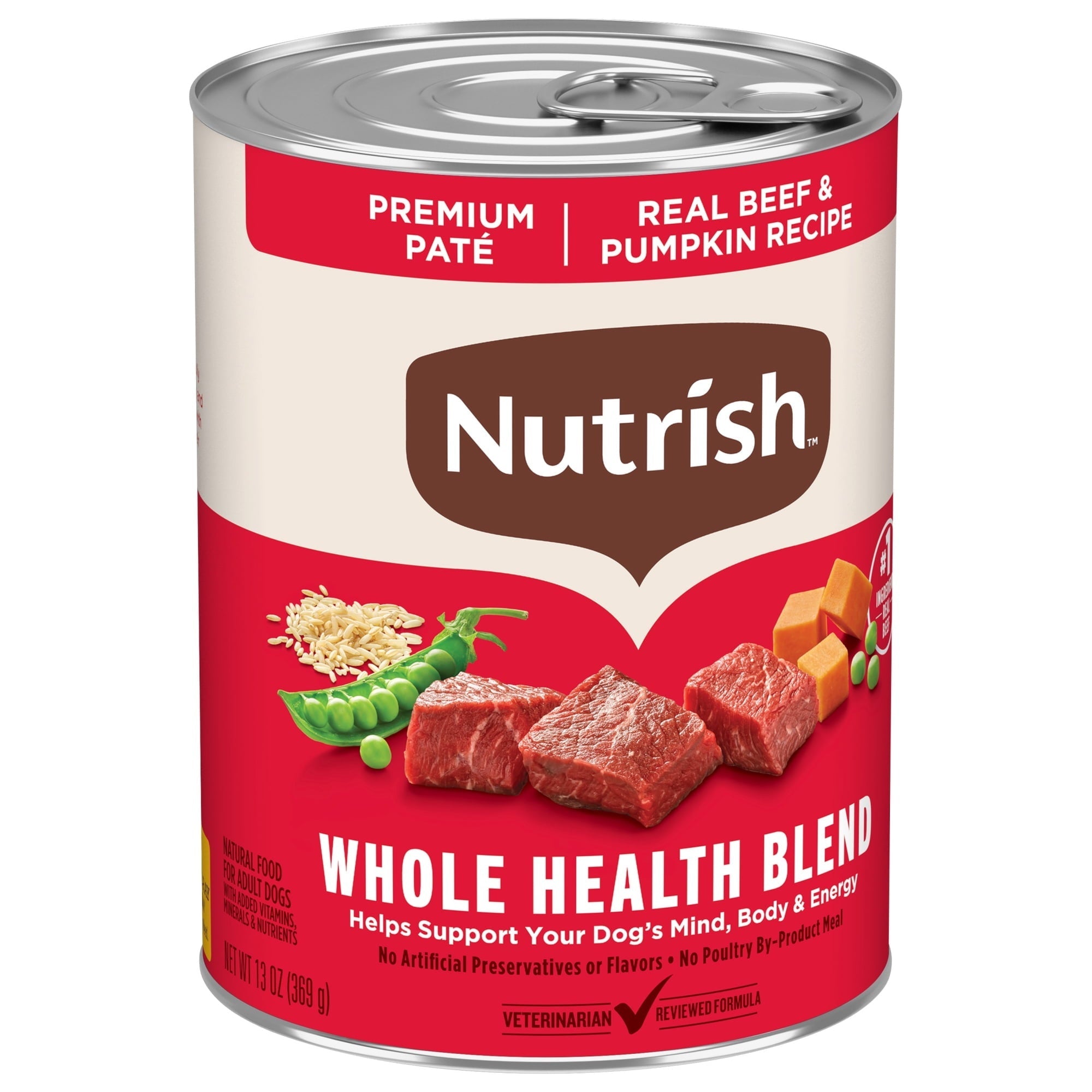 Nutrish Real Beef & Pumpkin Recipe Whole Health Blend Premium Paté Wet Dog Food, 13 oz. Can (Rachael Ray)