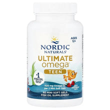 Nordic Naturals Ultimate Omega Teen fish oil bottle, strawberry, 60 mini soft gels