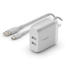 Belkin dual-port USB wall charger with USB-A to USB-C cable