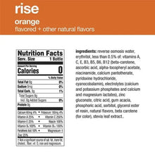 Nutrition facts panel on an orange-flavored zero sugar vitaminwater bottle