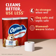 Charmin Ultra Strong toilet paper pack with roll and diamond-weave texture badge