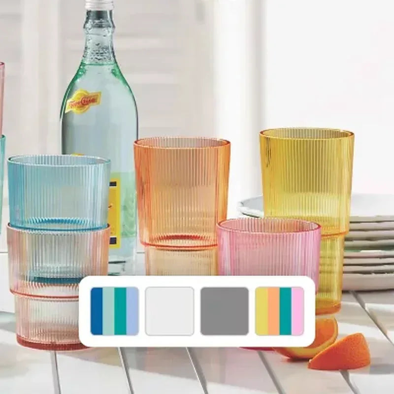 Member'S Mark Shatterproof 12-Piece Drinkware Set Ribbed (Assorted Colors)