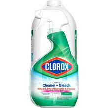 Clorox cleaner with bleach spray bottle, green front label, Original.