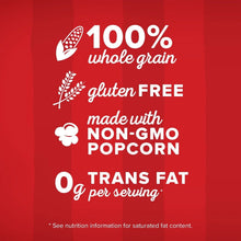 Microwave popcorn label with “100% whole grain” and “gluten FREE” claim