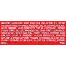 Ingredients list for dog bone biscuits on package