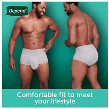 Light incontinence underwear worn by adult model, front and back views