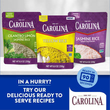Assorted Carolina rice bags: cilantro lime, yellow rice, and jasmine rice