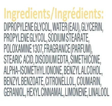 Dove deodorant stick ingredients list on package panel