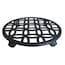 Black round plant caddy base with lattice top and caster wheels