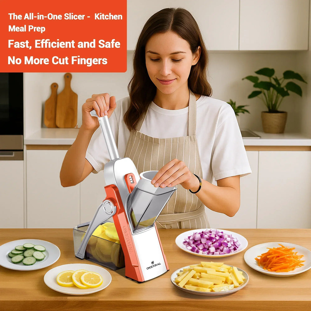 Mandoline Slicer for Vegetables Fruits, Adjustable Thickness Stainless Steel Food Cutter & Chopper, Safe and Quick Meal Preparation - USA MEGA SHOP