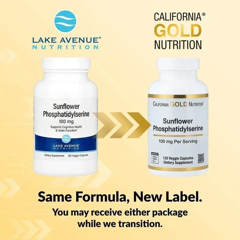 California Gold Nutrition, Sunflower Phosphatidylserine, 100 mg, 120 Veggie Capsules