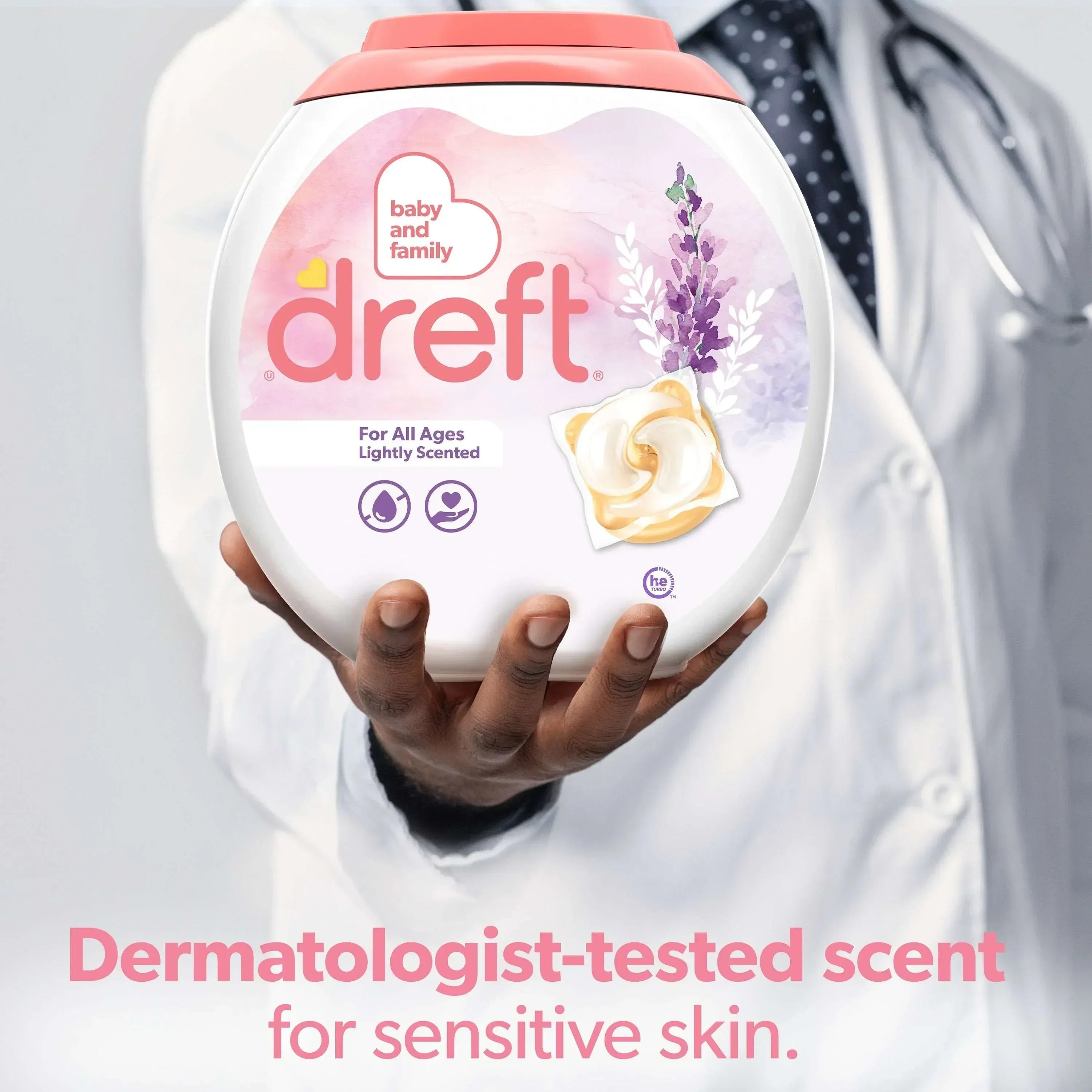 Dreft Baby Laundry Detergent XL Pacs, Sensitive Skin, Hypoallergenic, Lightly Scented Lavender, 25 Count