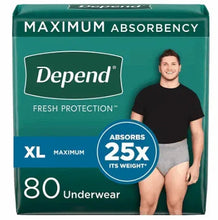 Men's incontinence underwear, grey, XL; box shows model wearing briefs
