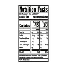 Nutrition facts panel for drink mix box: 45 calories per serving, 20 servings