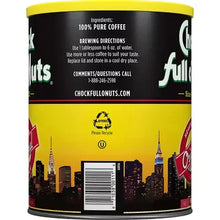 Chock Full O'Nuts ground coffee can, back panel with directions and ingredients