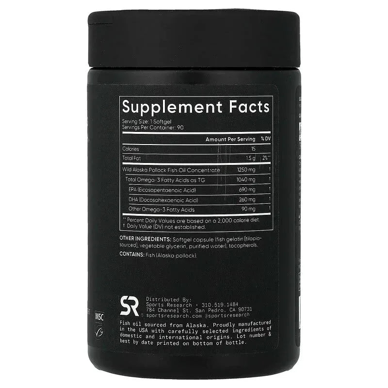 Sports Research, Alaskan Omega-3 Fish Oil, 180 Softgels