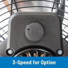 Mainstays 20" 3-Speed High Velocity Tiltable Black Steel Floor Fan