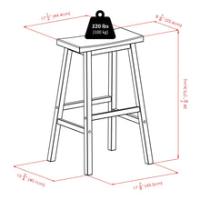 Bar stool dimensions diagram: 29 in height, 220 lbs capacity