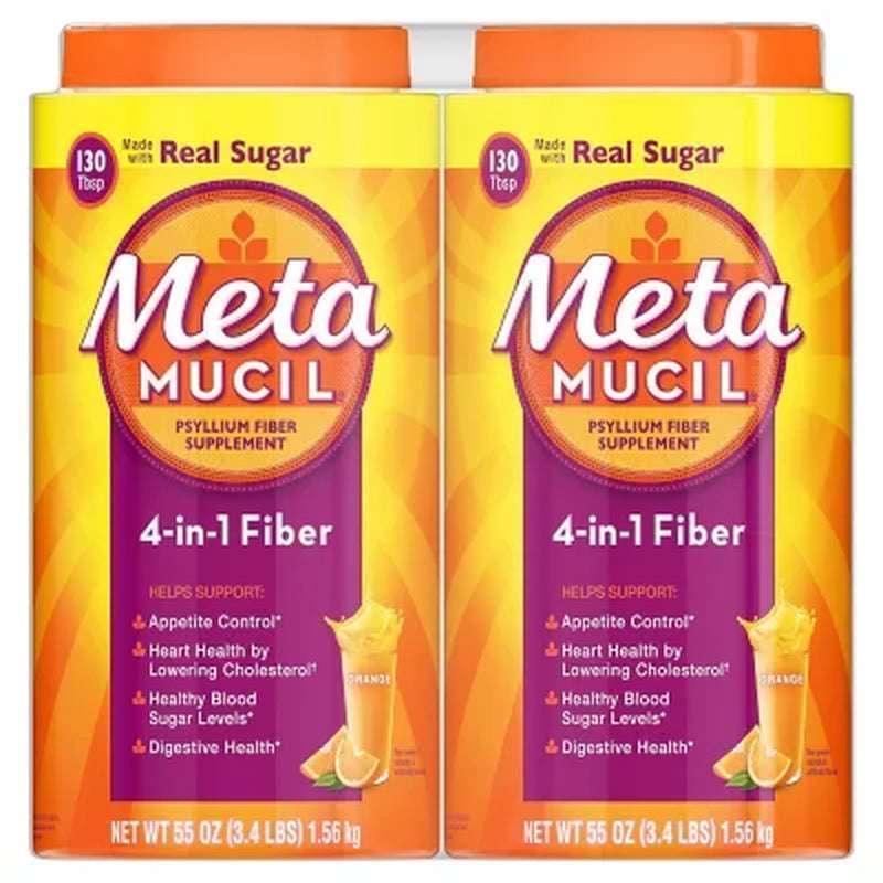 Metamucil Psyllium Fiber Supplement Powder, 4-in-1 Formula