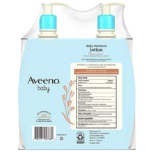 Baby daily moisture lotion twin pack back panel with blue pump bottles and label