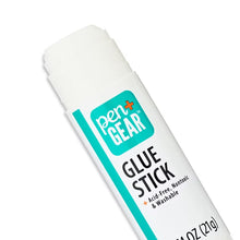 Pen+Gear glue stick close-up, teal cap and label, washable formula
