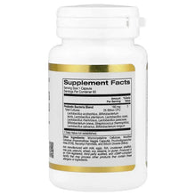 California Gold Nutrition Probiotics bottle back label with Supplement Facts text and gold band