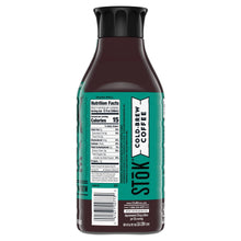 Back label of cold brew bottle with nutrition facts and barcode