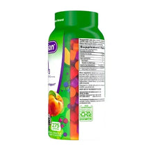 Vitafusion Vitamin D3 gummy bottle back panel with ingredients, facts, and fruit graphics