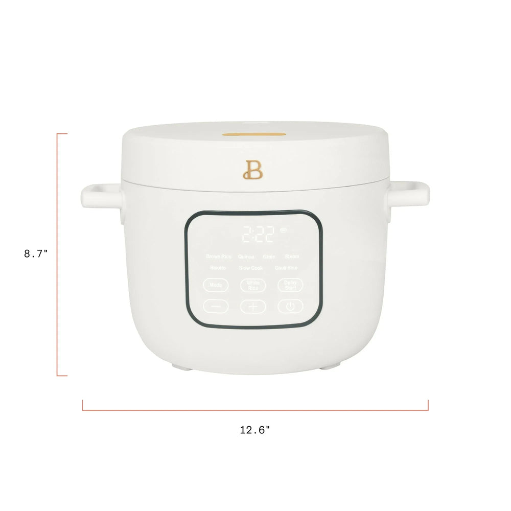 Beautiful 14-Cup Cooked, 6-Cups Uncooked Electric Rice and Grain Cooker, EverGoodâ„¢ Ceramic Nonstick Coating, White Icing by Drew Barrymore - USA MEGA SHOP