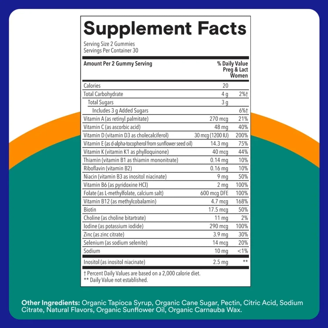 SmartyPants Prenatal Multivitamin Gummies, Folate, Wellness Supplement for Women, B12 & D3, 60 ct