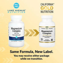 Magnesium Complex supplement bottles, front labels shown side by side