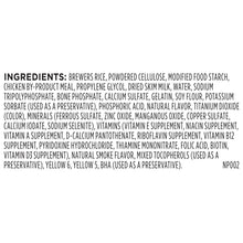Ingredients list for brushing chews dental dog treats, includes rice and chicken meal.