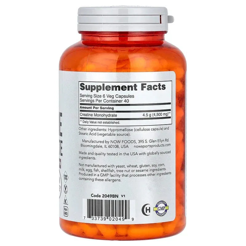 NOW Foods, Sports, Creatine Monohydrate (0.75 g per Capsule) - USA MEGA SHOP