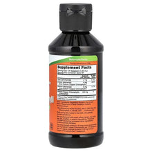 Liquid chlorophyll supplement bottle, Supplement Facts panel on back, black cap