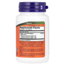 Probiotic supplement bottle back with Supplement Facts panel and purple cap