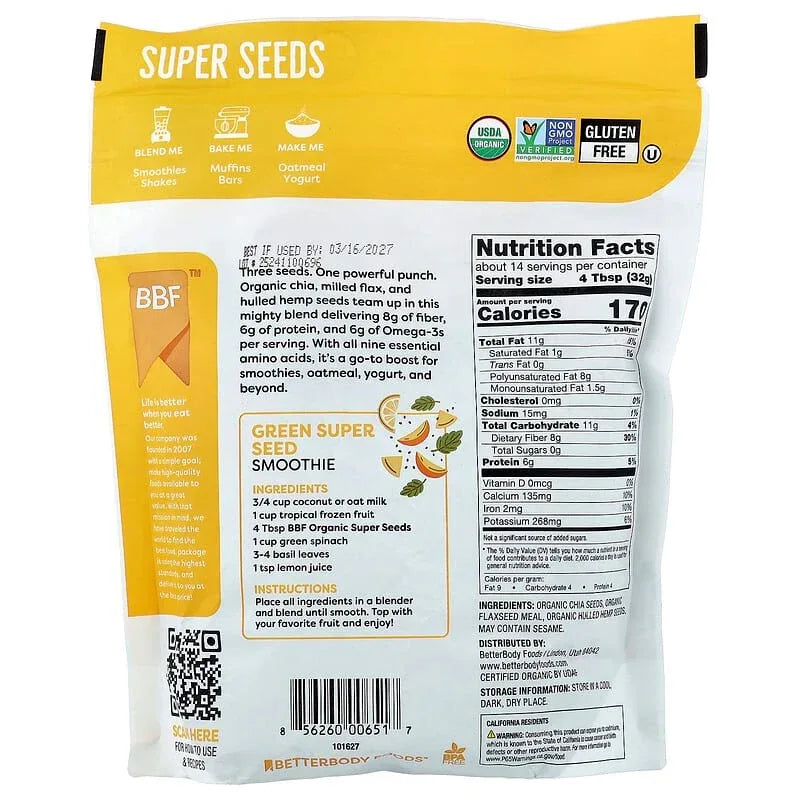 BetterBody Foods, Organic Super Seeds