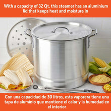 Aluminum steamer pot with domed lid and side handles for steaming