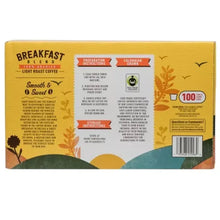 Coffee single-serve cup box back panel with usage and ingredients text
