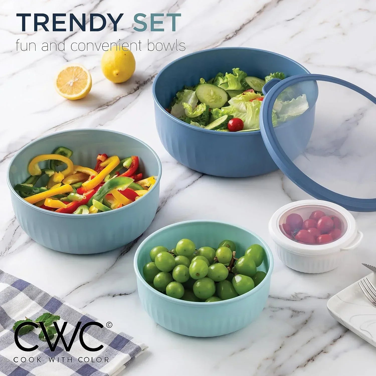COOK WITH COLOR Meal Prep Containers Wide Mixing Bowls Food Storage Containers with Lids - USA MEGA SHOP