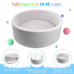 Hawsaiy Foam Ocean Ball Pit for Baby Infants and Toddlers Ages 1-3, Soft Round Play Area for Indoor/Outdoor Use, No Balls Included, Gray - USA MEGA SHOP